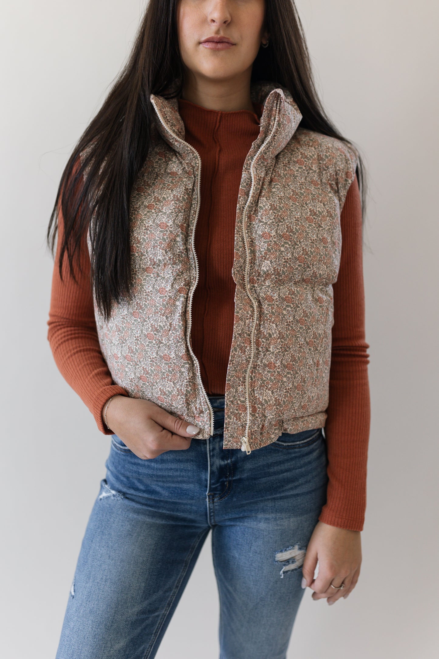 Floral Puffer Vest
