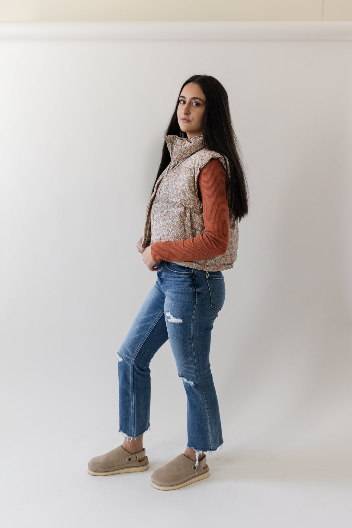 Floral Puffer Vest