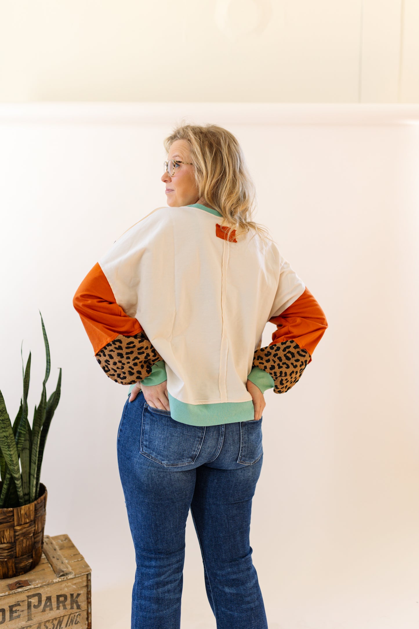 Leopard Colorblock Top