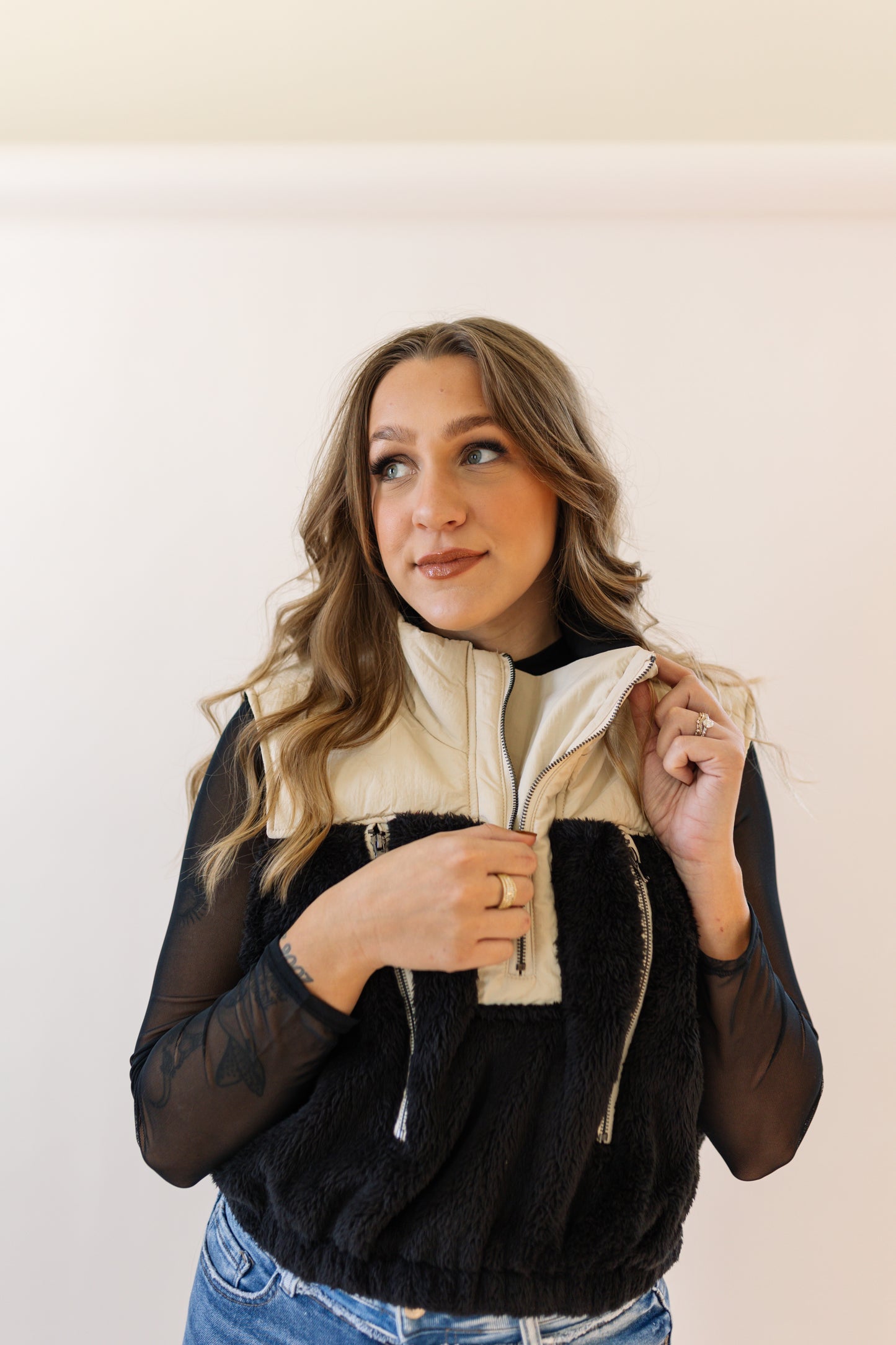 Color Block Half-Zip Vest