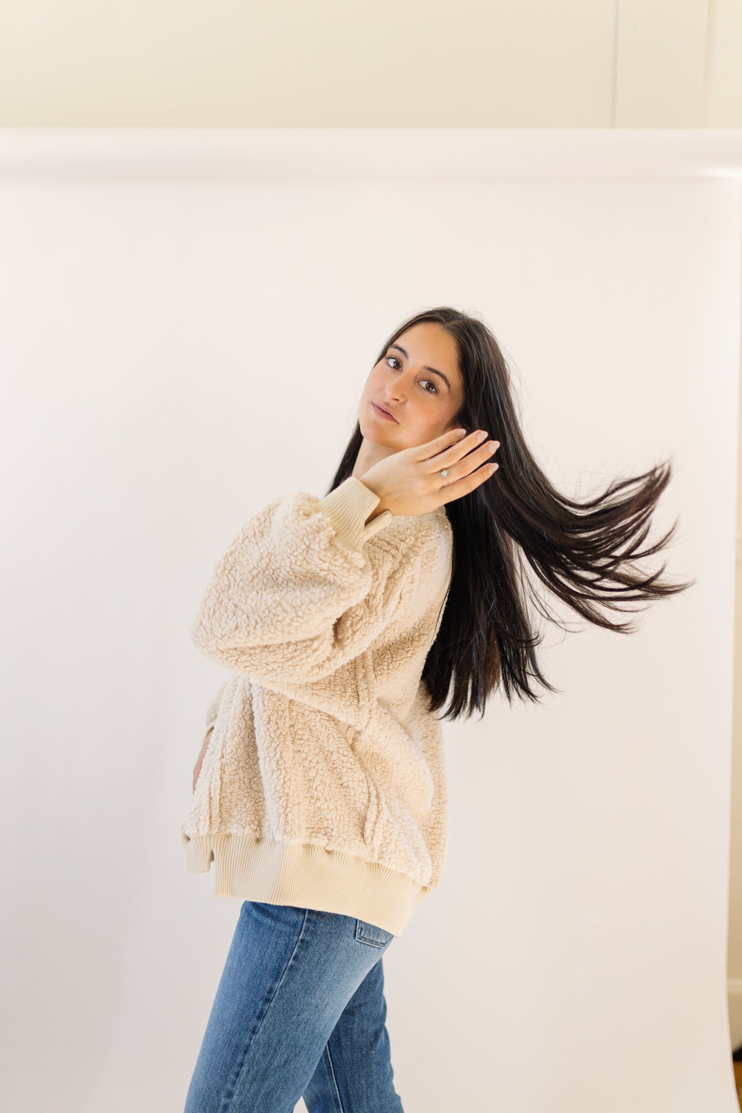 Raw Hem Fleece Sweatshirt