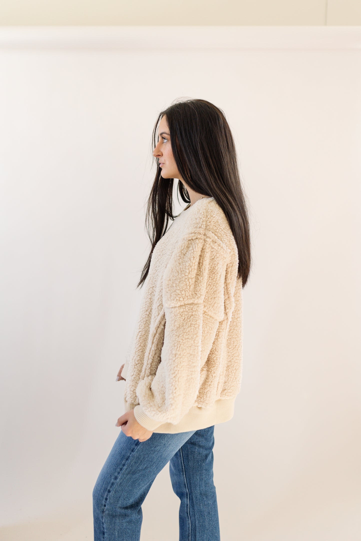 Raw Hem Fleece Sweatshirt