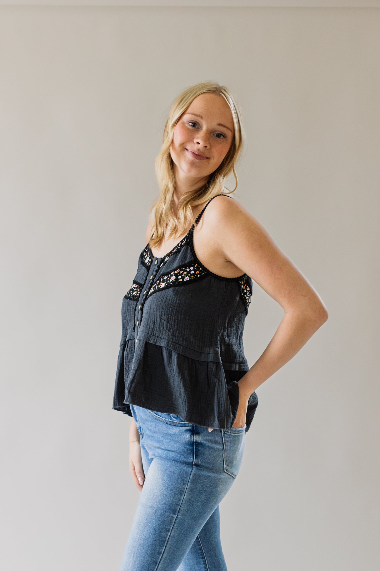 Vintage Washed Floral Print Tank