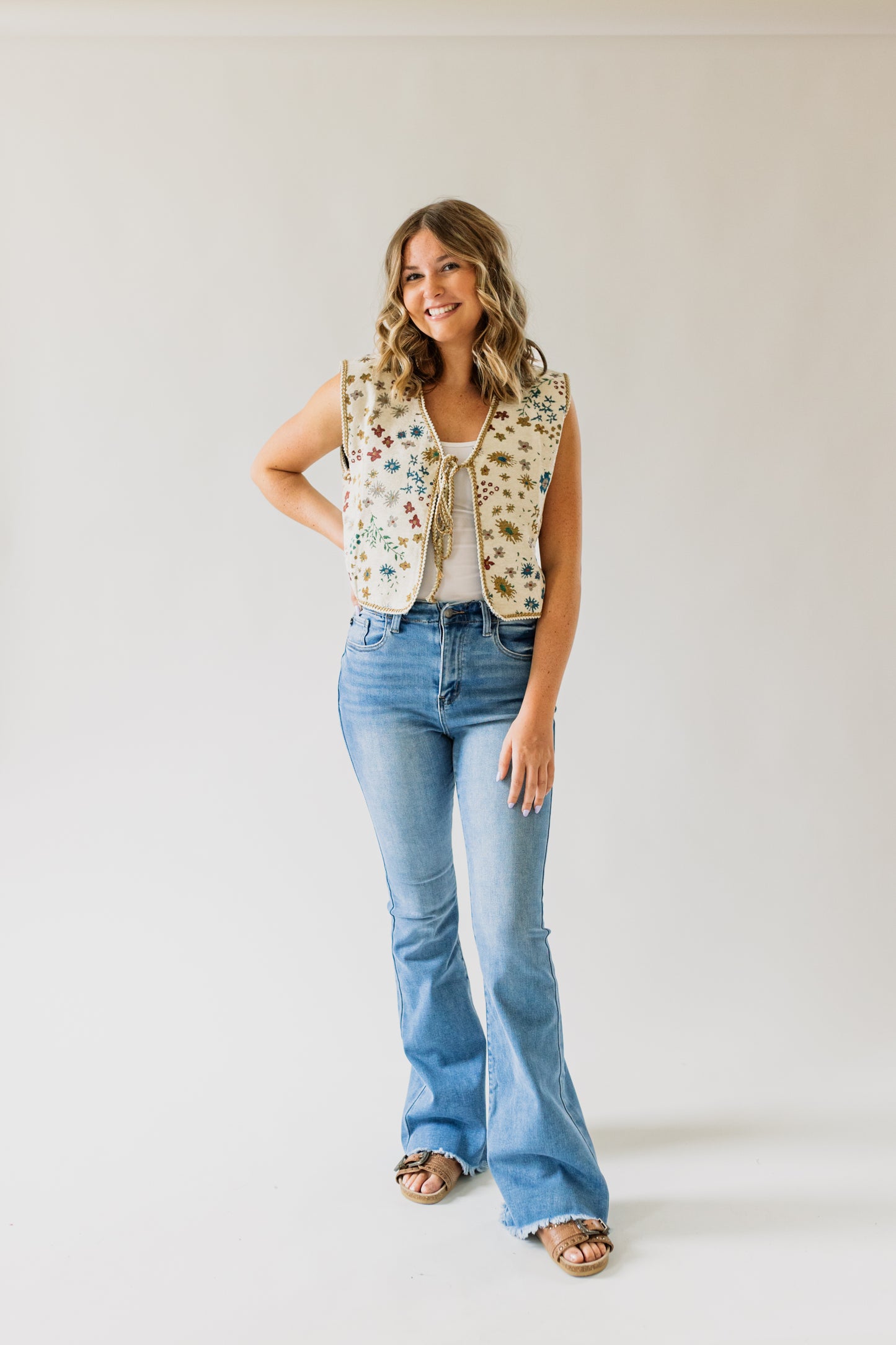 Floral Front Tie Vest