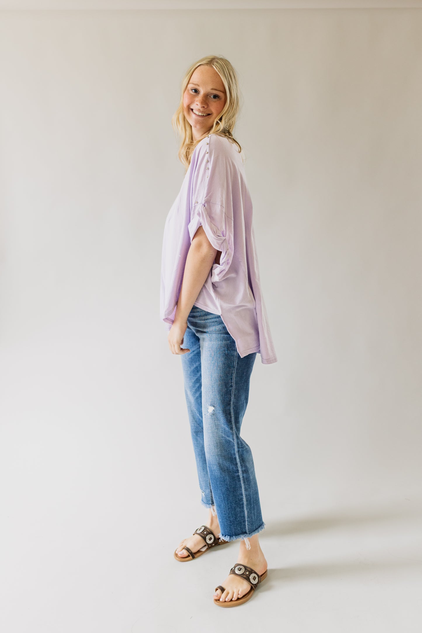 Lavender Studded High Low Top