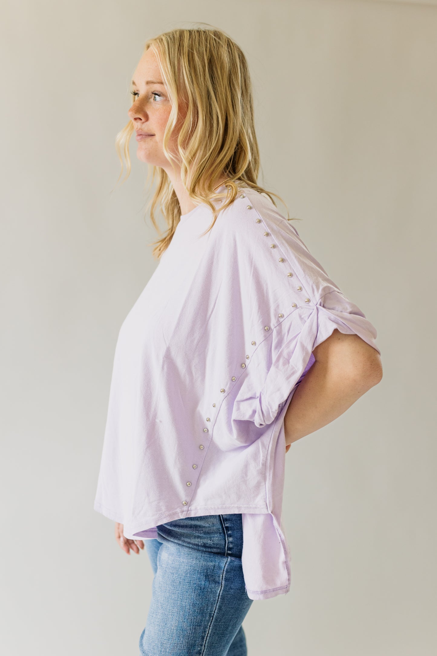 Lavender Studded High Low Top