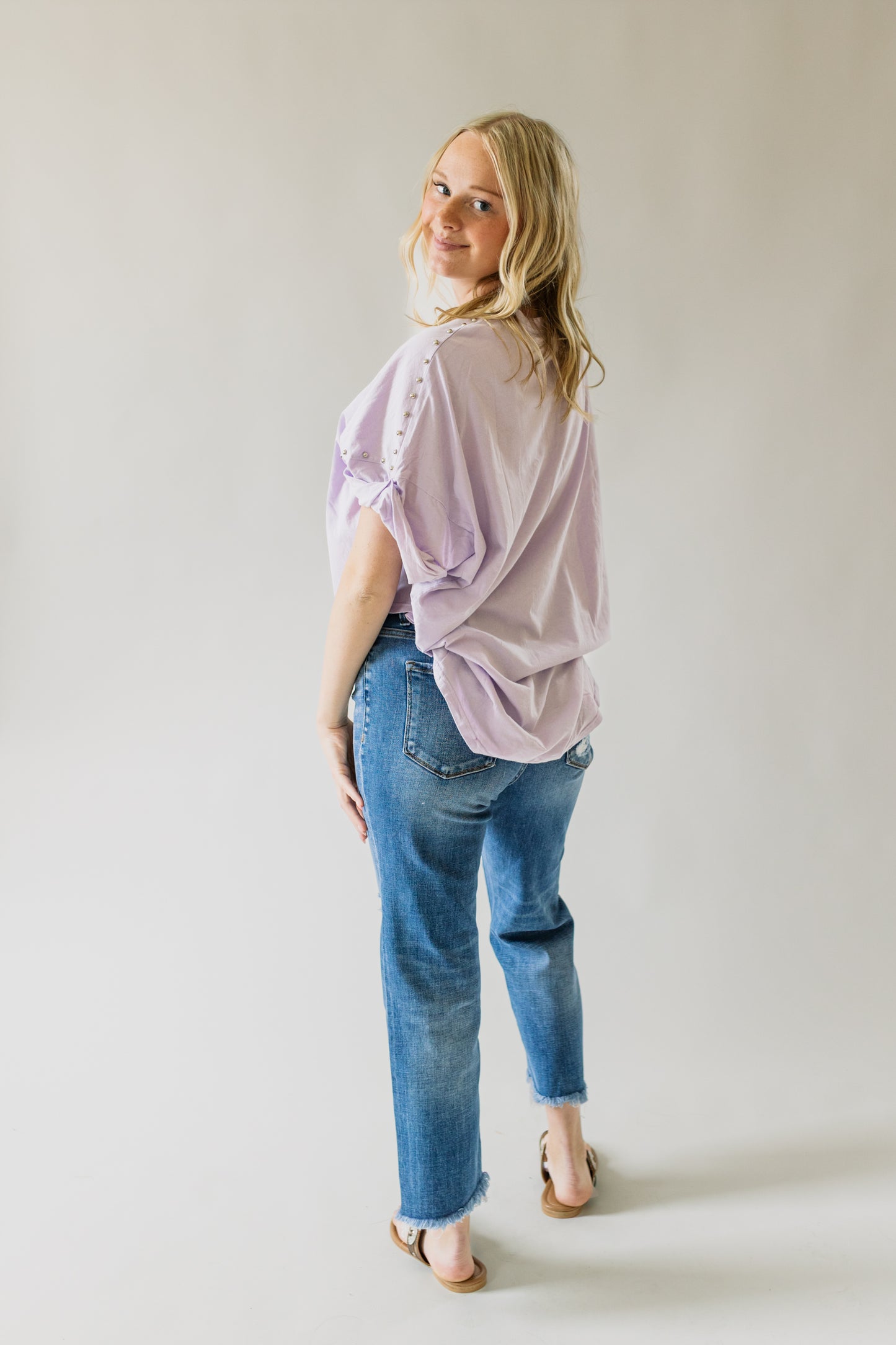 Lavender Studded High Low Top
