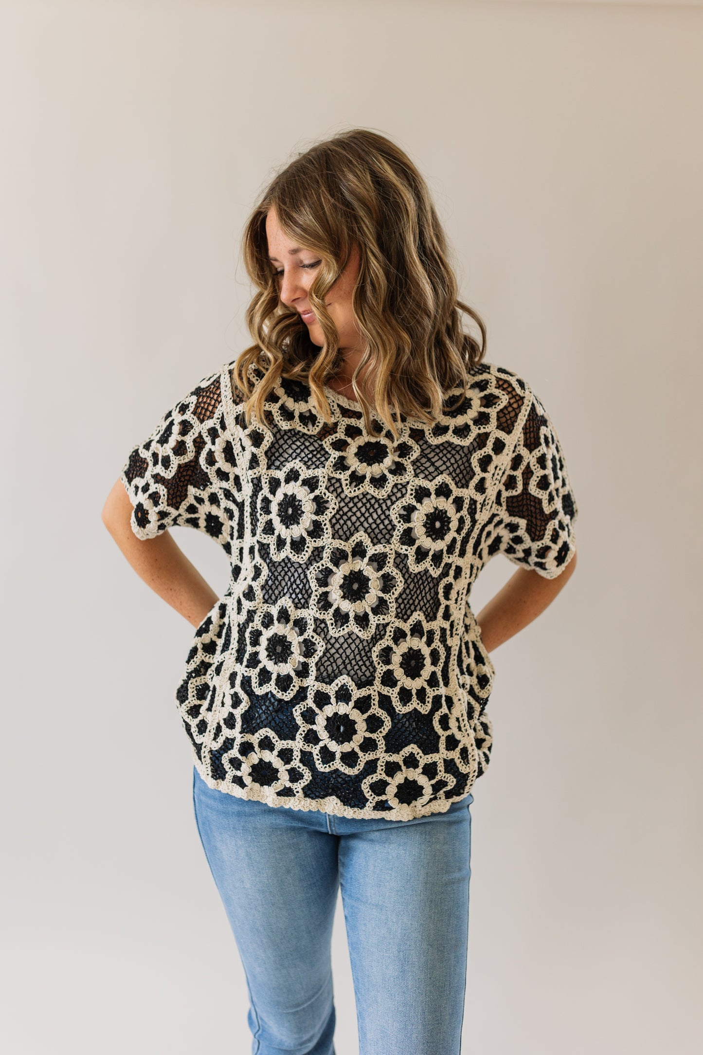 Short Sleeve Crochet Top