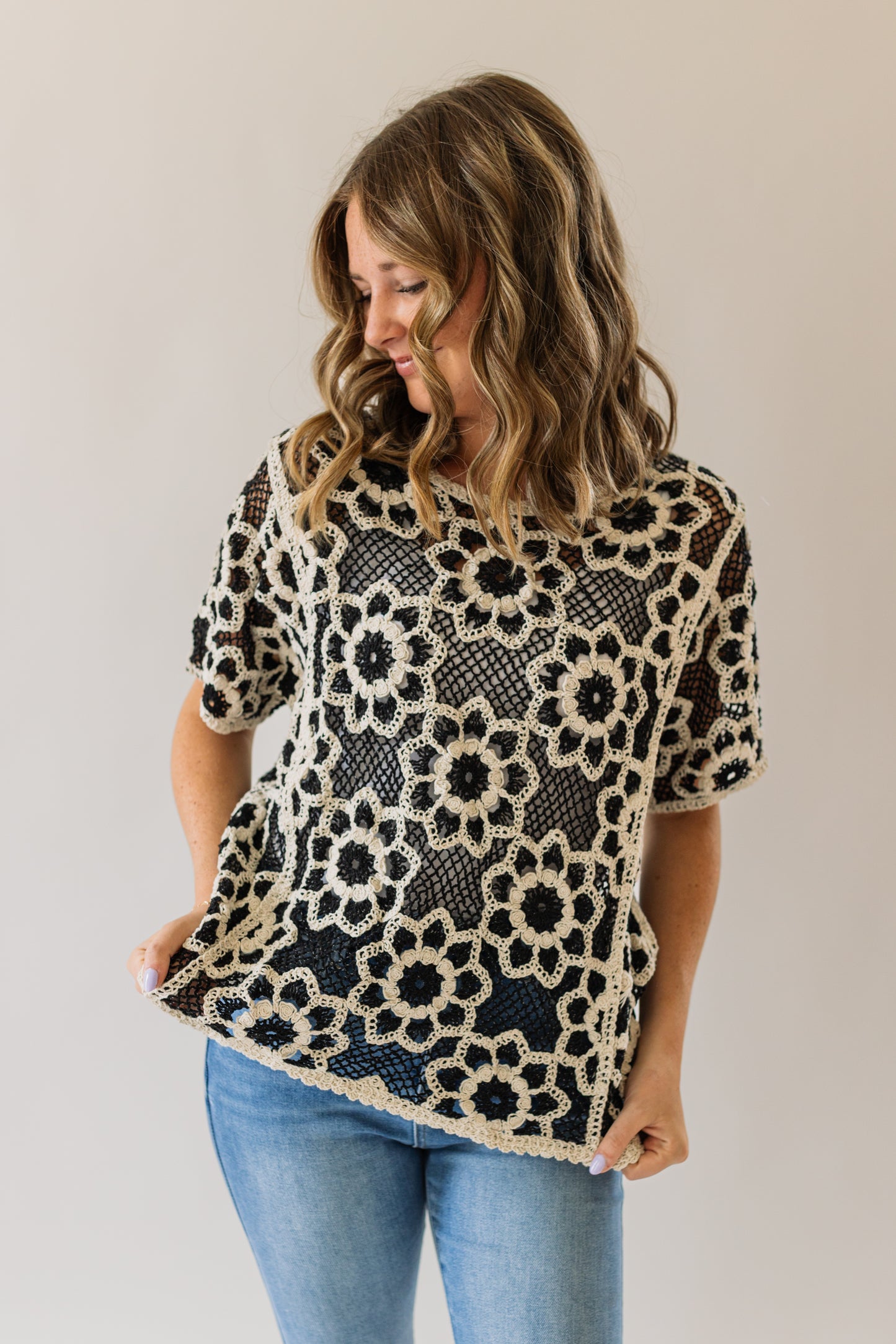 Short Sleeve Crochet Top