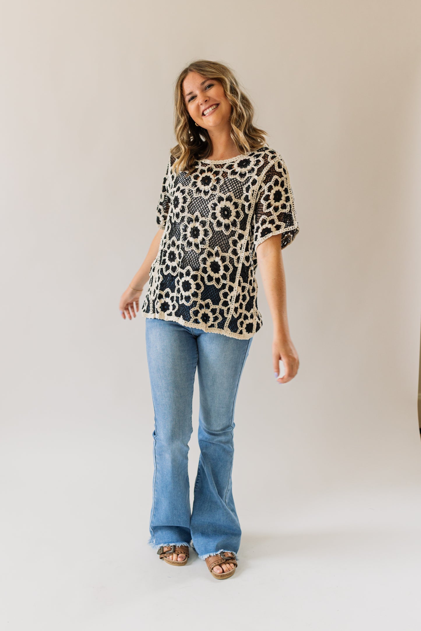 Short Sleeve Crochet Top