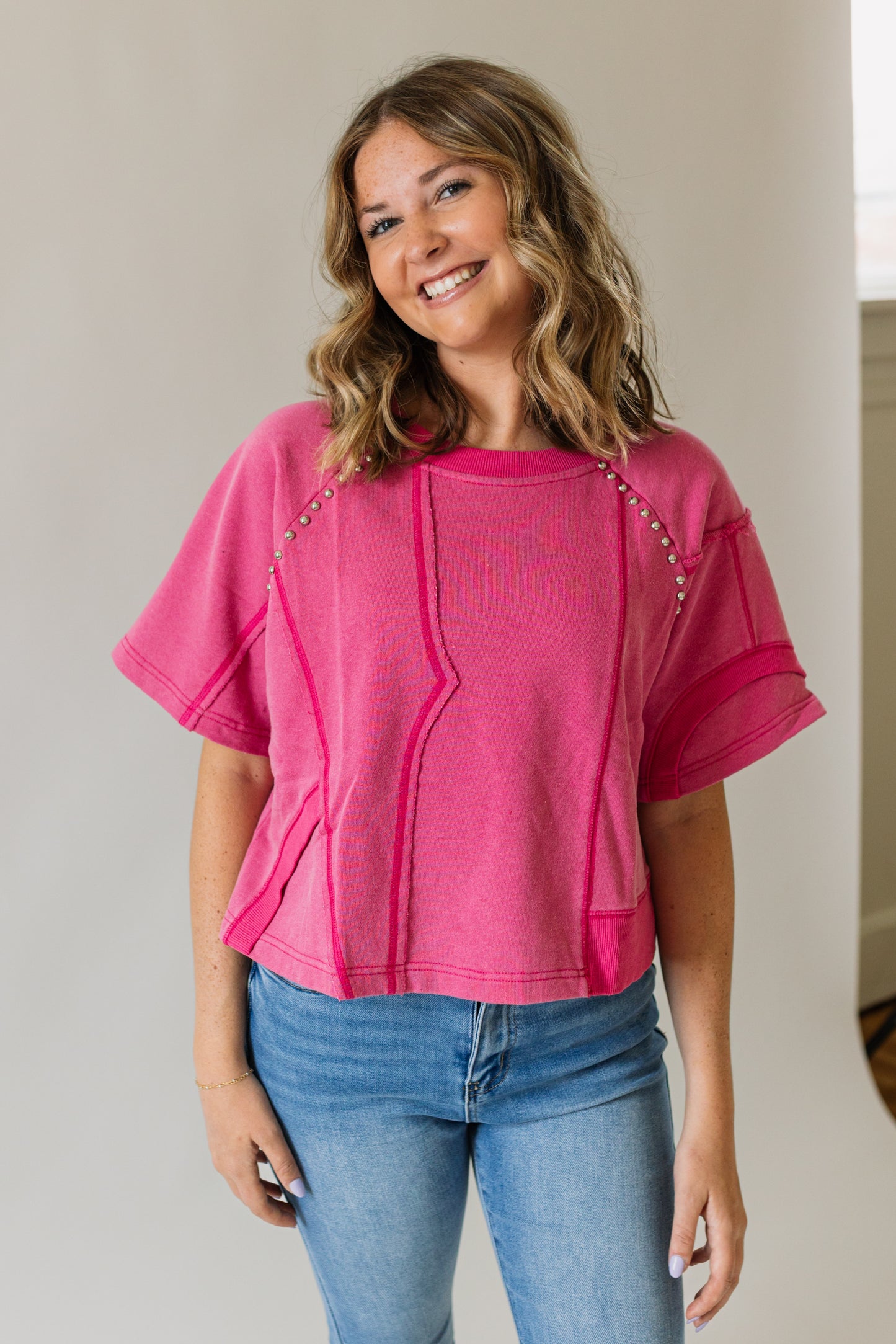 Raw Edge Studded Top