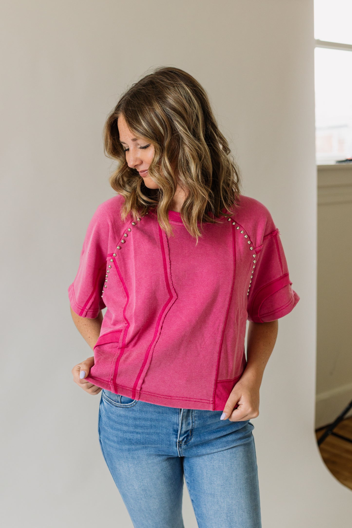 Raw Edge Studded Top