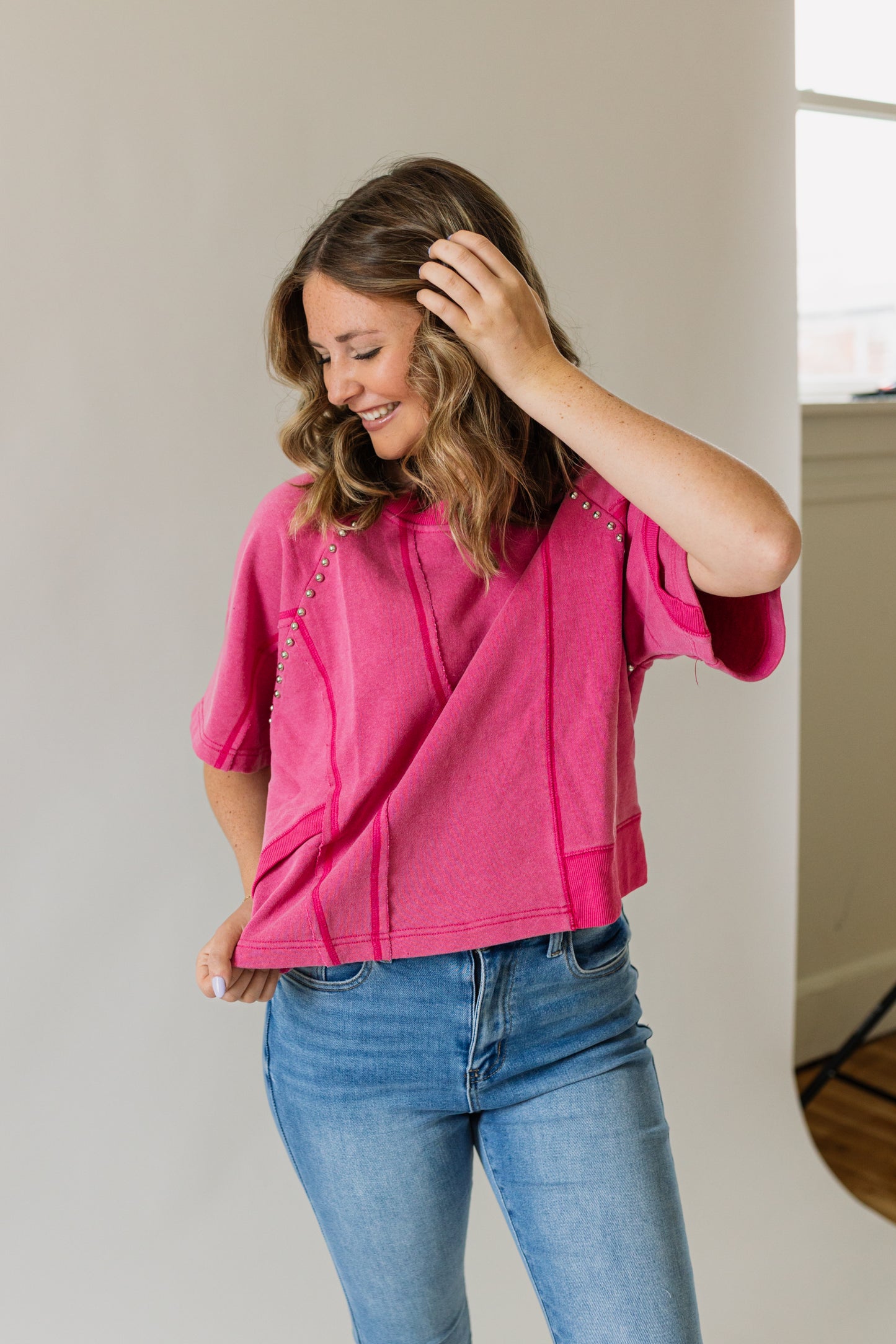 Raw Edge Studded Top