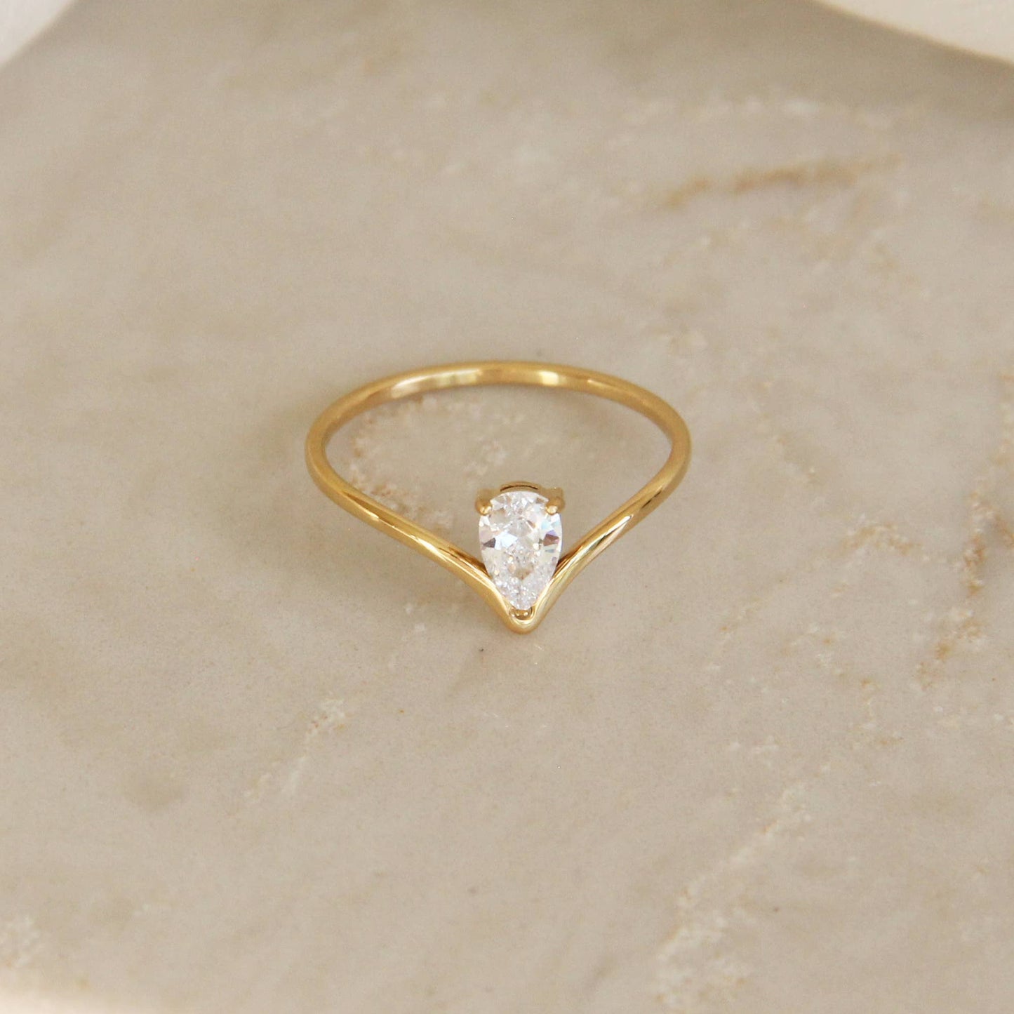 Teardrop V Shaped Band Ring