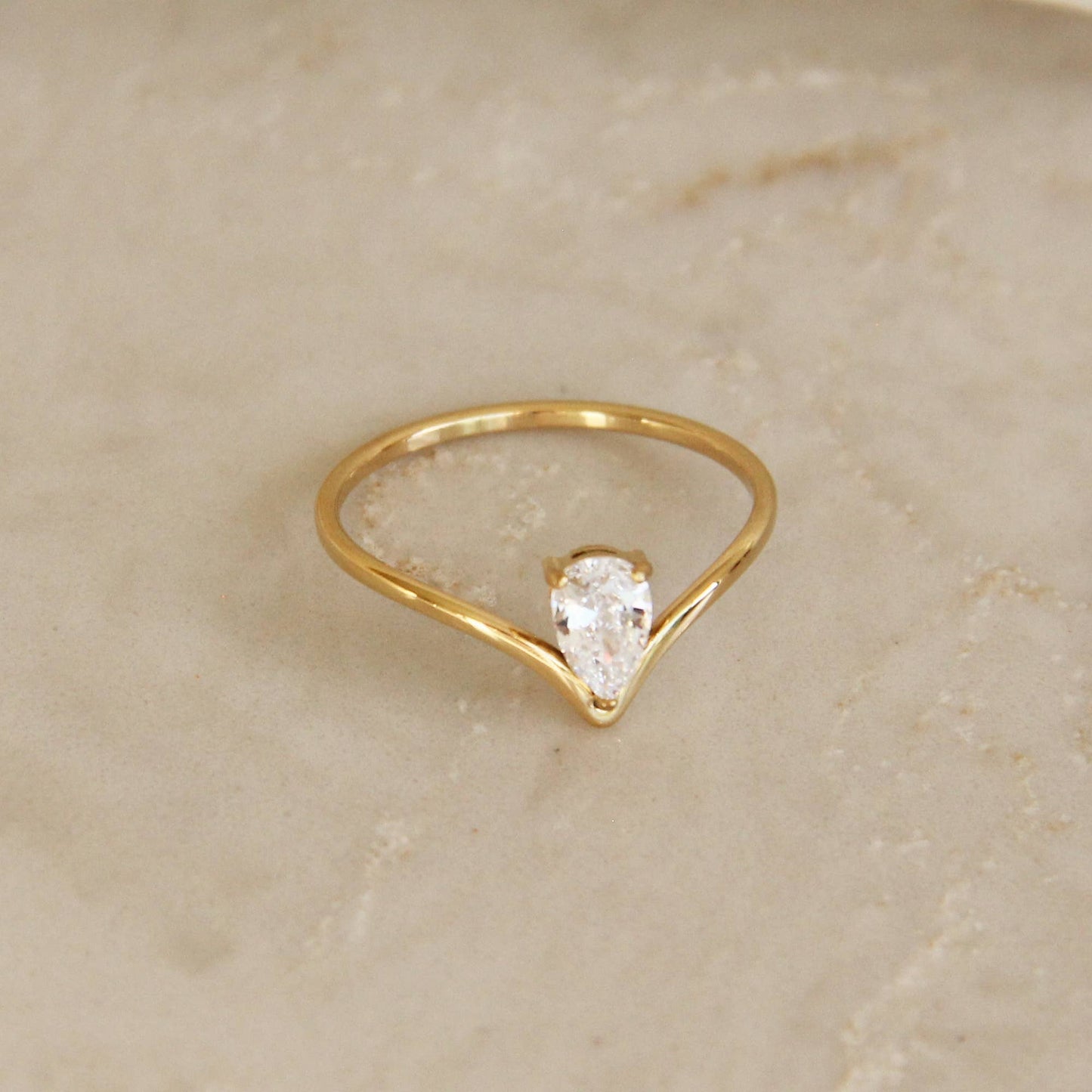Teardrop V Shaped Band Ring