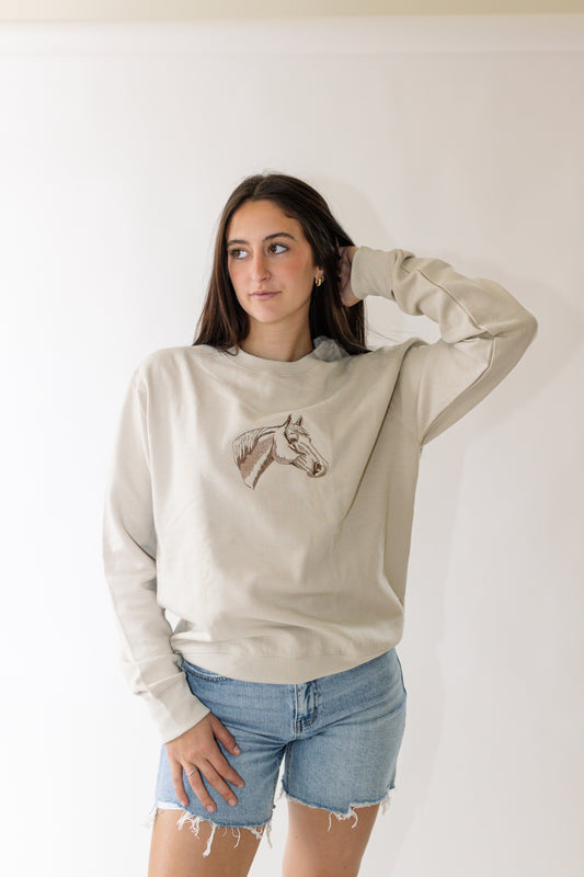 Embroidered Horse Crewneck