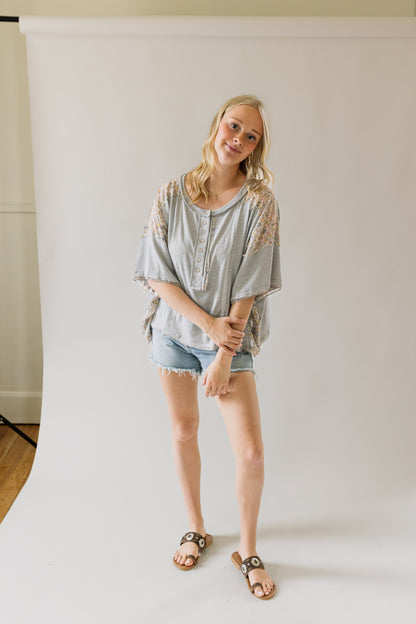 Floral Accent Short Sleeve Top