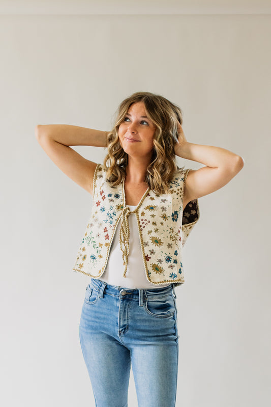 Floral Front Tie Vest