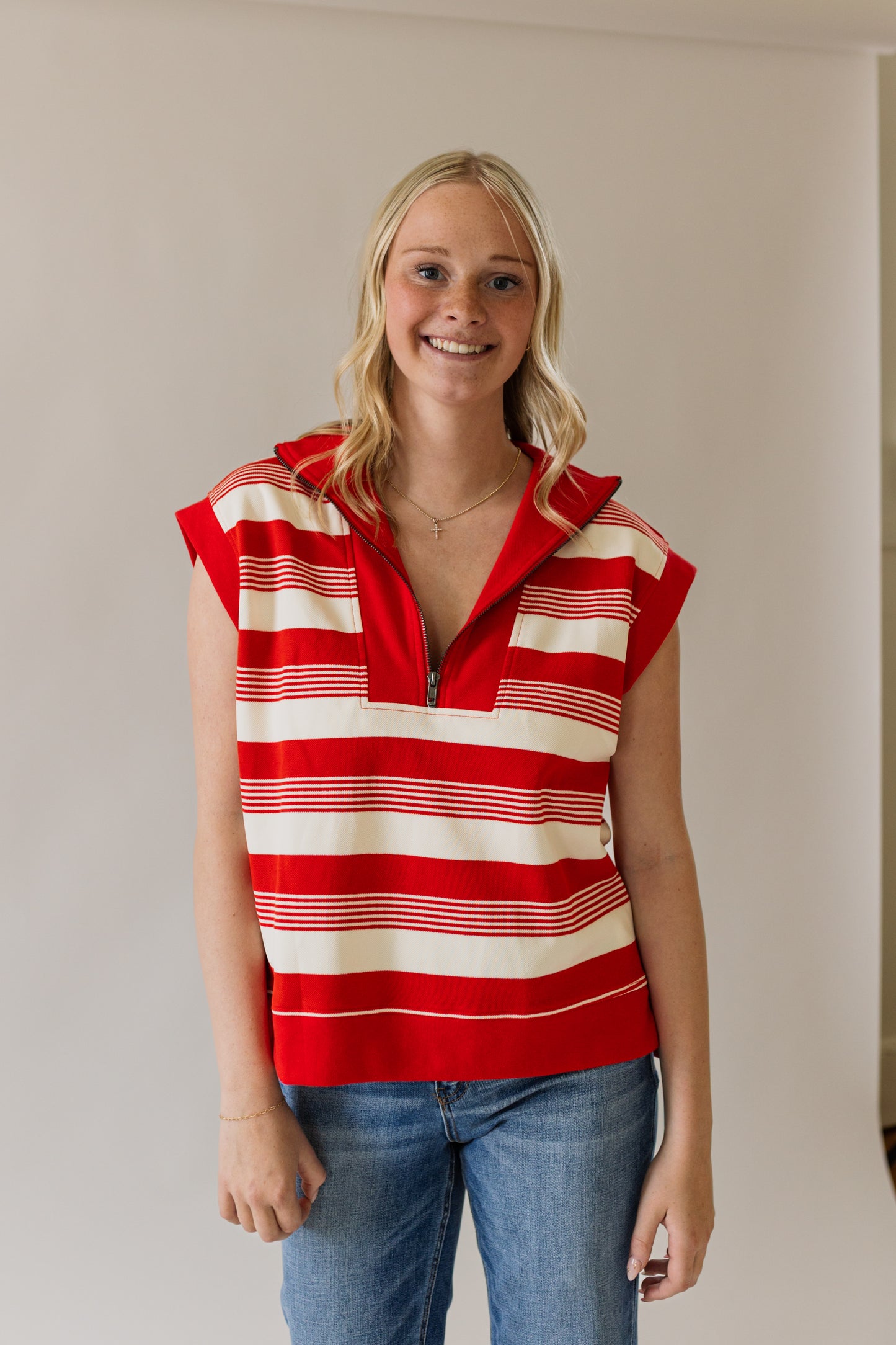 Half Zip Textured Tank