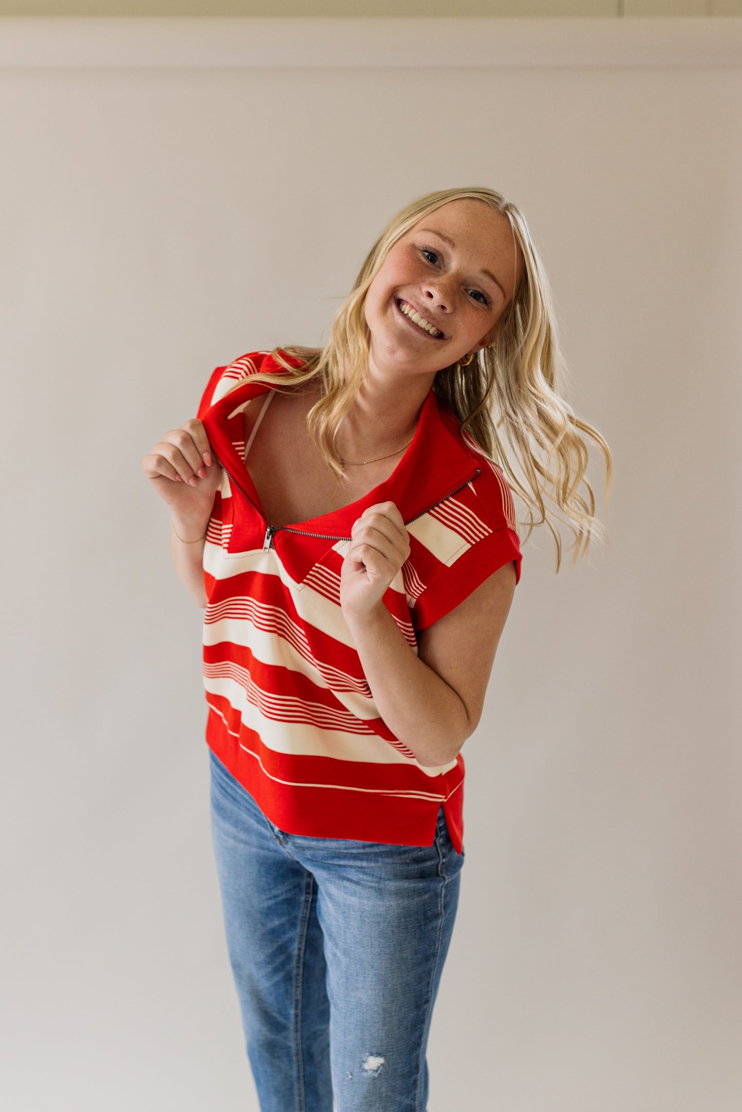 Half Zip Textured Tank