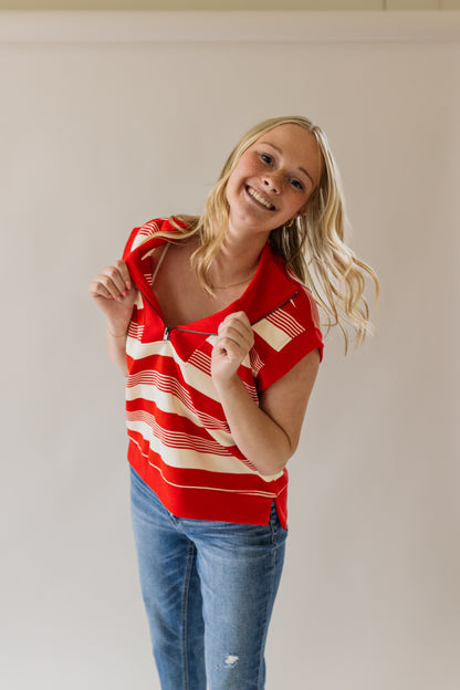 Half Zip Textured Tank