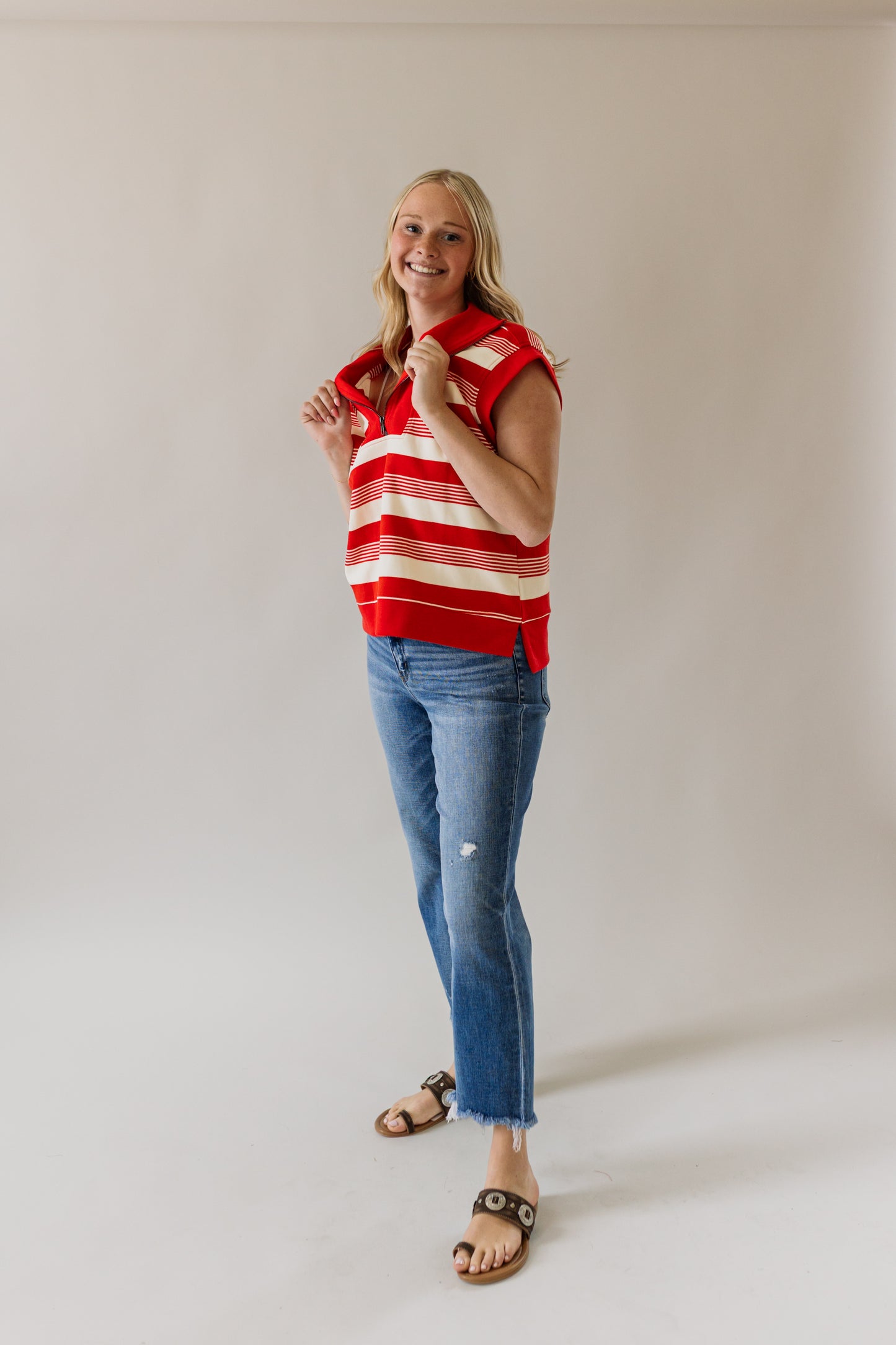 Half Zip Textured Tank