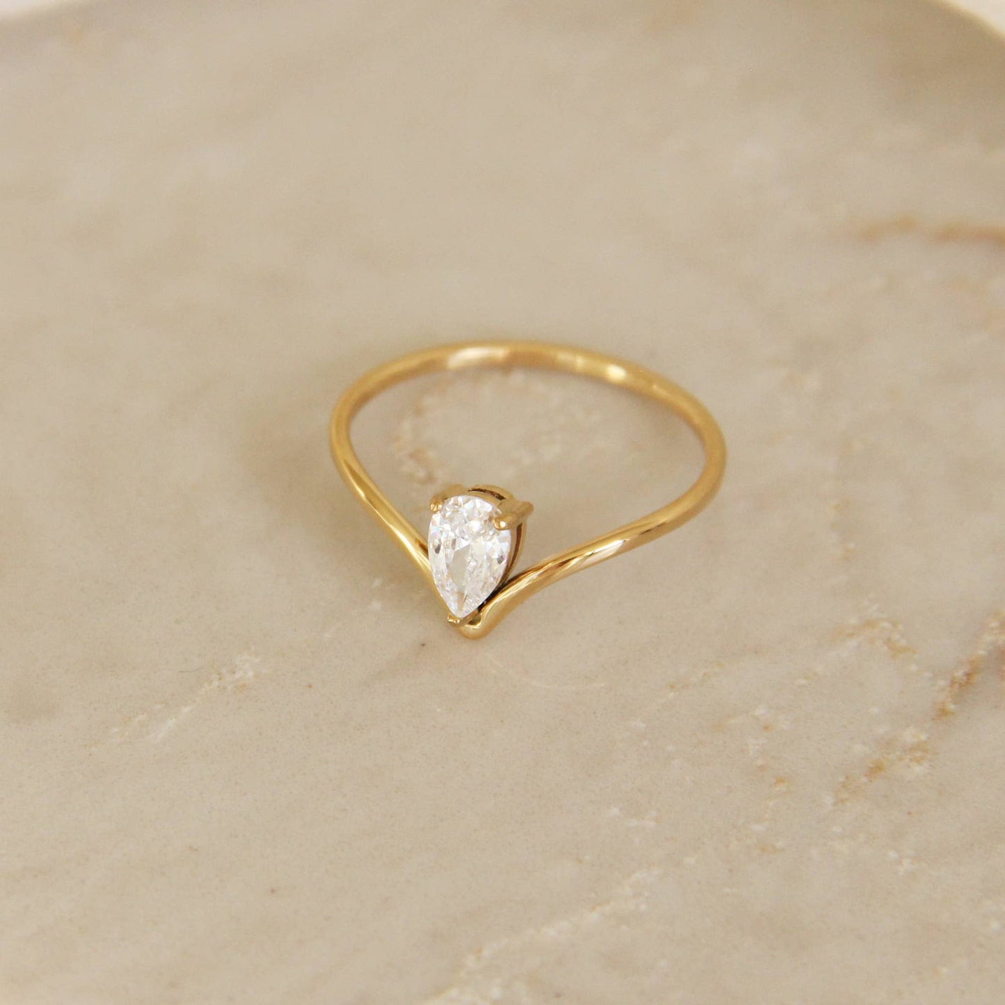 Teardrop V Shaped Band Ring