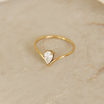 Teardrop V Shaped Band Ring