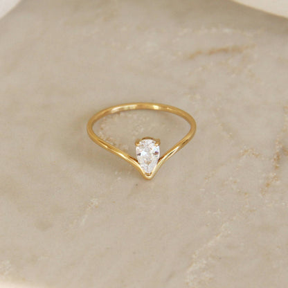 Teardrop V Shaped Band Ring
