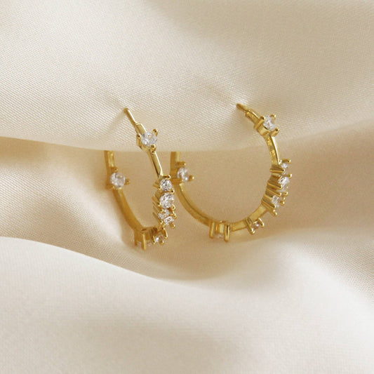 Celestine Semi Hoops - Silver or Gold