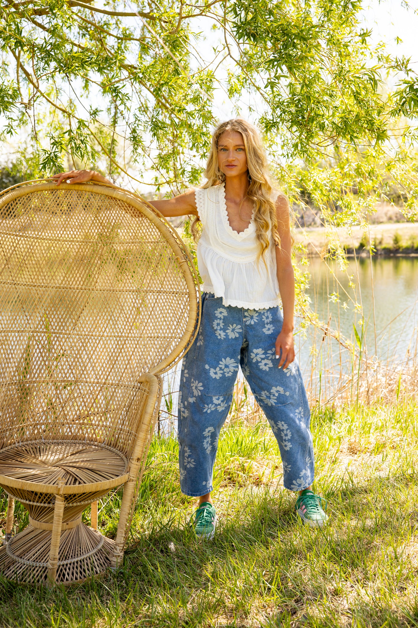 Floral Barrel Jean
