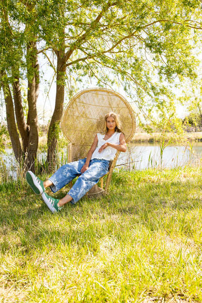 Floral Barrel Jean