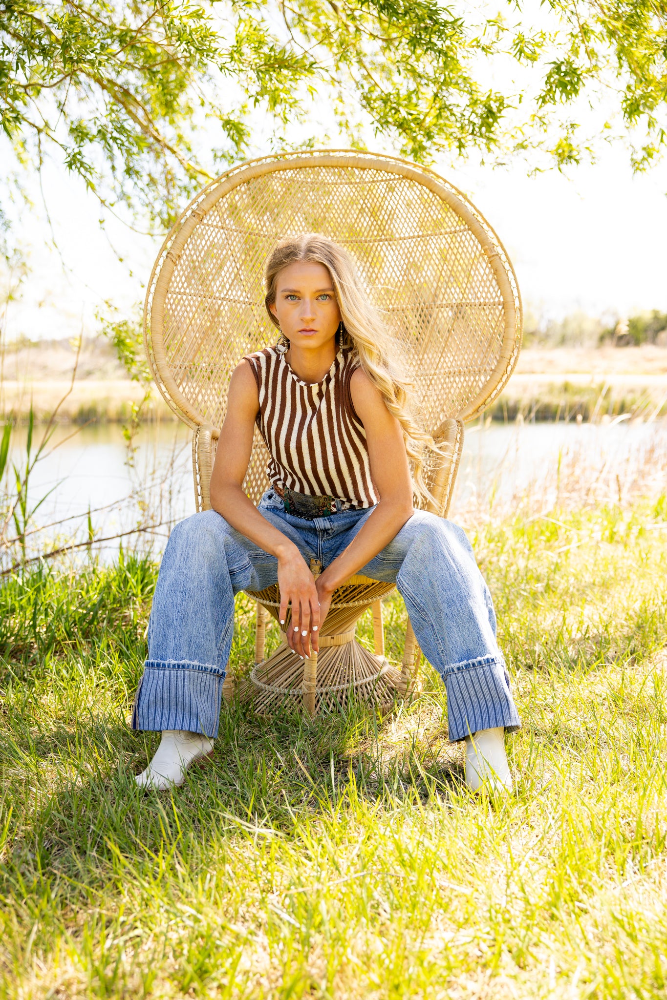 Stripe Cuff Wide Leg Jean