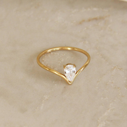 Teardrop V Shaped Band Ring