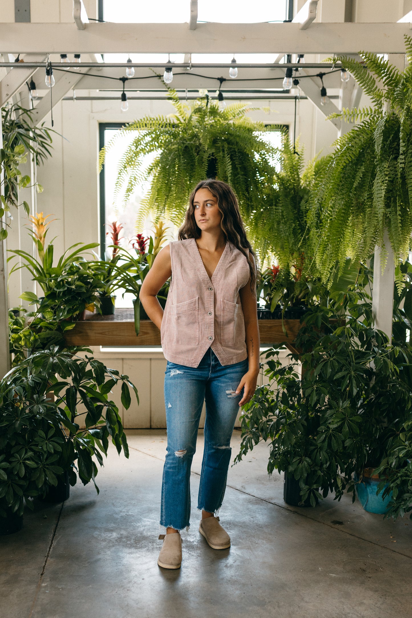 Mauve Corduroy Button Vest