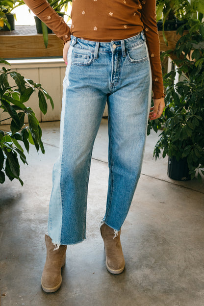 Two Tone Barrel Jean