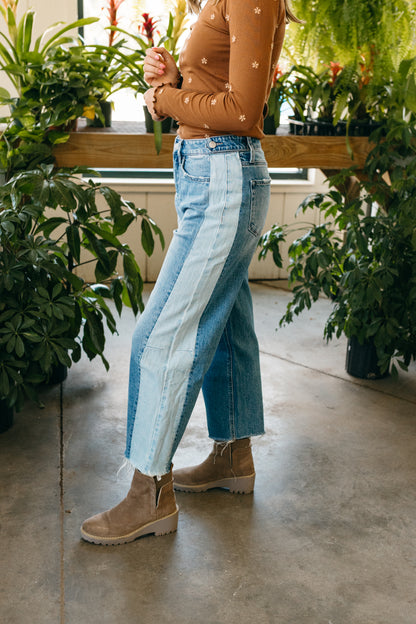 Two Tone Barrel Jean