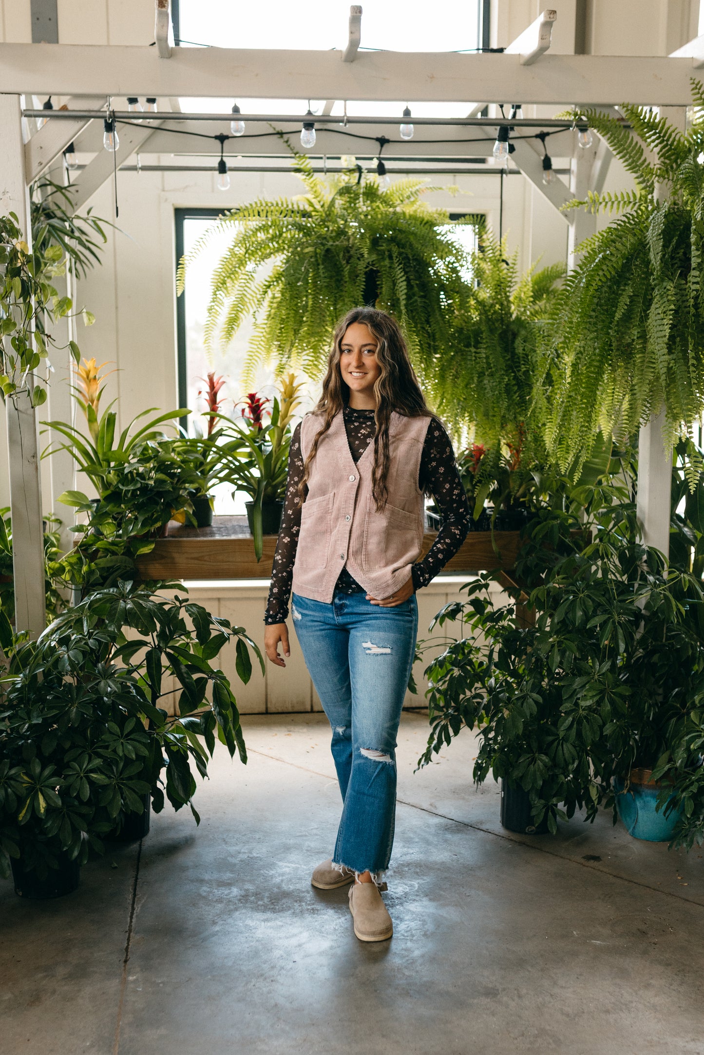 Mauve Corduroy Button Vest