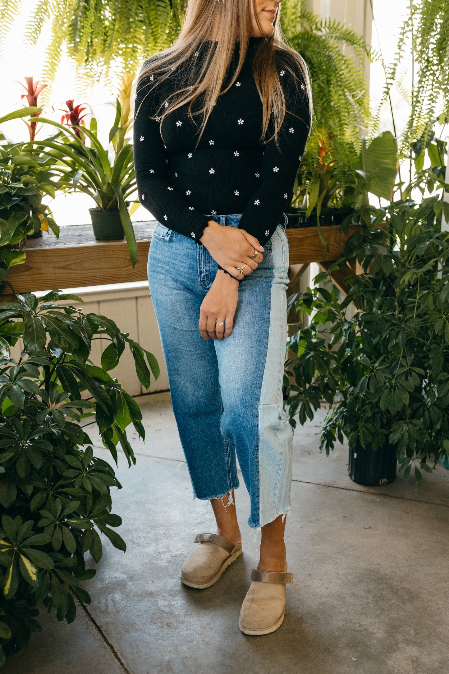 Two Tone Barrel Jean