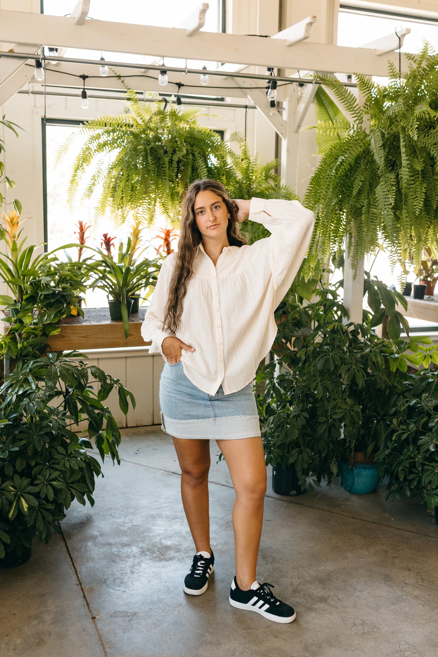 Crinkled Button Down Top