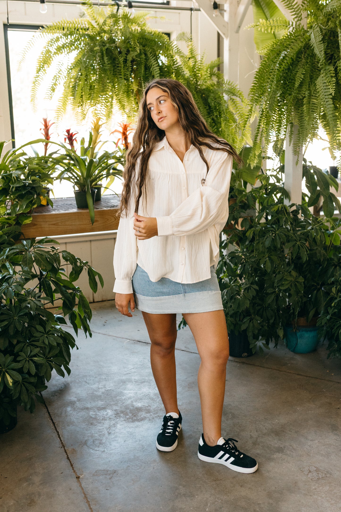 Crinkled Button Down Top