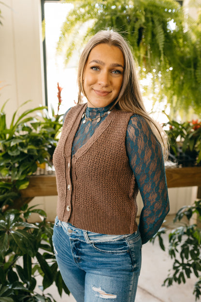 Mocha V-Neck Sweater Vest